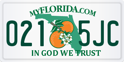 FL license plate 0215JC