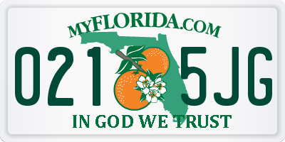 FL license plate 0215JG