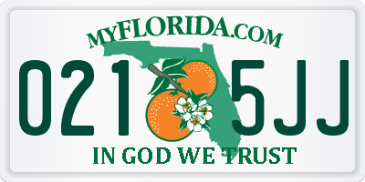 FL license plate 0215JJ
