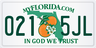 FL license plate 0215JL