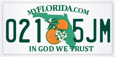 FL license plate 0215JM