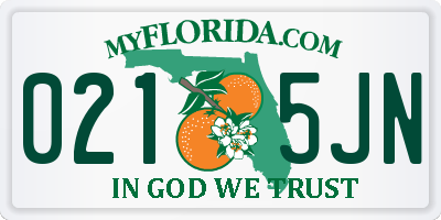FL license plate 0215JN