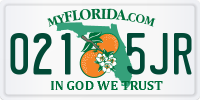 FL license plate 0215JR
