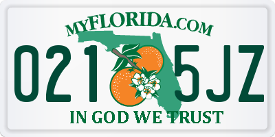 FL license plate 0215JZ