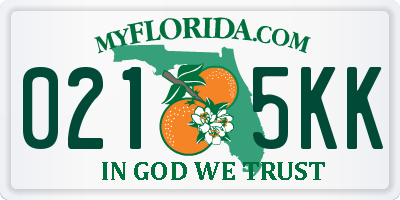FL license plate 0215KK