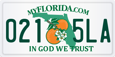 FL license plate 0215LA