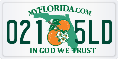 FL license plate 0215LD