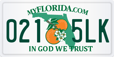 FL license plate 0215LK