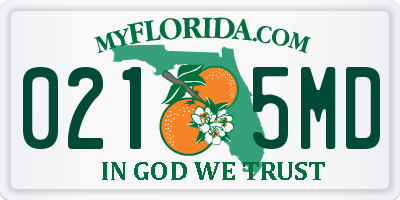 FL license plate 0215MD