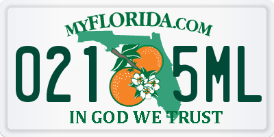 FL license plate 0215ML