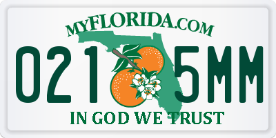 FL license plate 0215MM