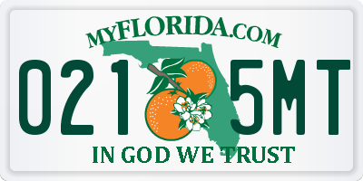 FL license plate 0215MT