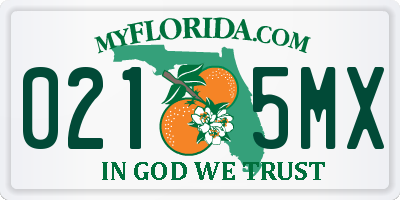 FL license plate 0215MX