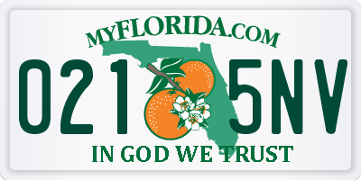 FL license plate 0215NV