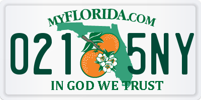FL license plate 0215NY