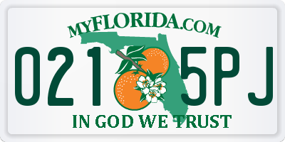 FL license plate 0215PJ