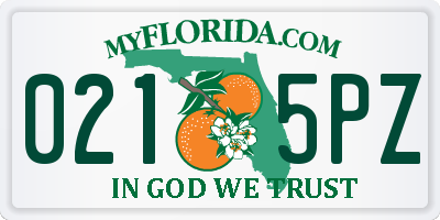 FL license plate 0215PZ
