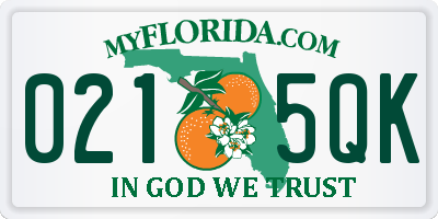 FL license plate 0215QK