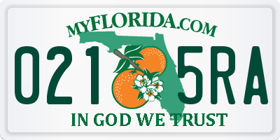 FL license plate 0215RA