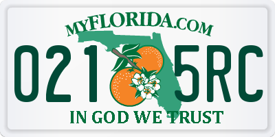 FL license plate 0215RC