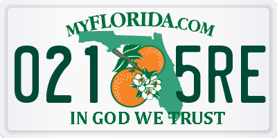 FL license plate 0215RE