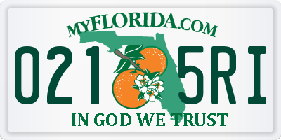 FL license plate 0215RI