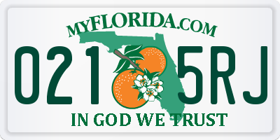 FL license plate 0215RJ