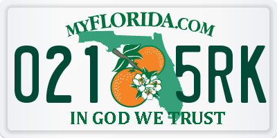 FL license plate 0215RK