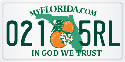 FL license plate 0215RL