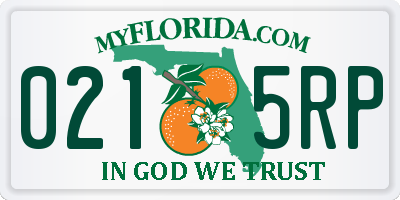 FL license plate 0215RP
