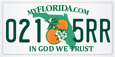 FL license plate 0215RR