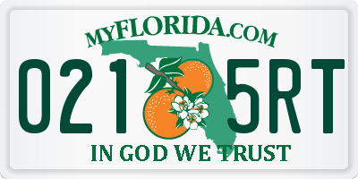 FL license plate 0215RT