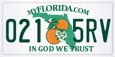 FL license plate 0215RV