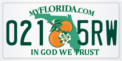 FL license plate 0215RW