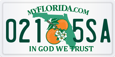 FL license plate 0215SA