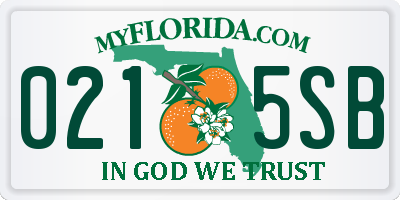 FL license plate 0215SB