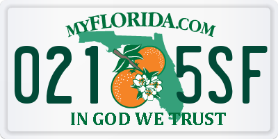 FL license plate 0215SF