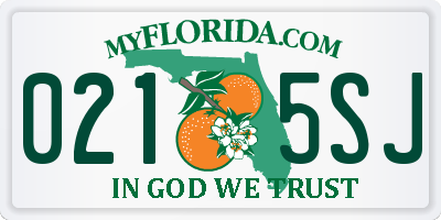 FL license plate 0215SJ