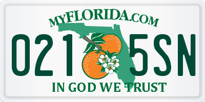 FL license plate 0215SN
