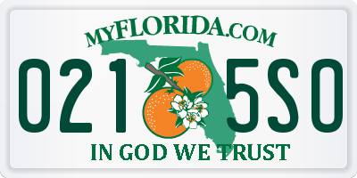 FL license plate 0215SO
