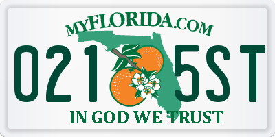 FL license plate 0215ST