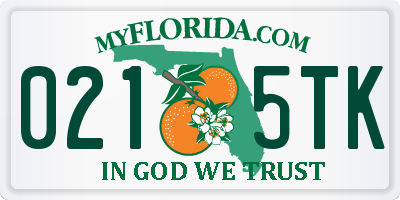 FL license plate 0215TK