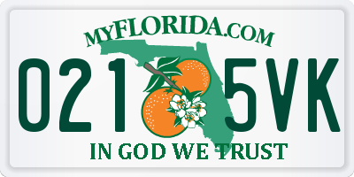 FL license plate 0215VK