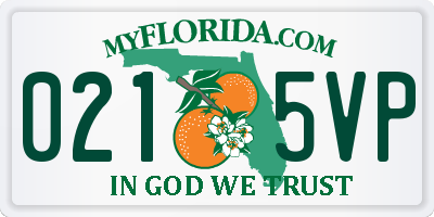 FL license plate 0215VP