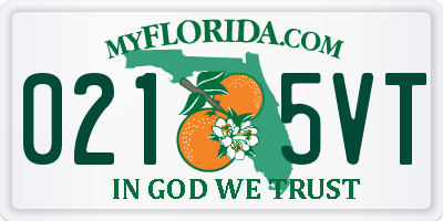 FL license plate 0215VT