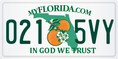 FL license plate 0215VY