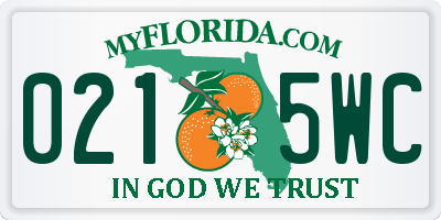 FL license plate 0215WC