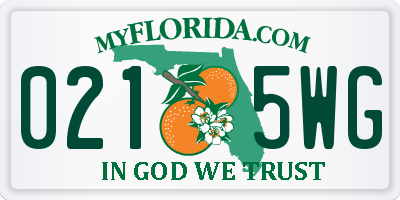 FL license plate 0215WG