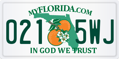 FL license plate 0215WJ