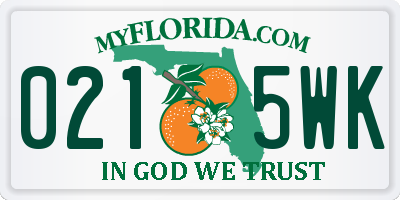FL license plate 0215WK